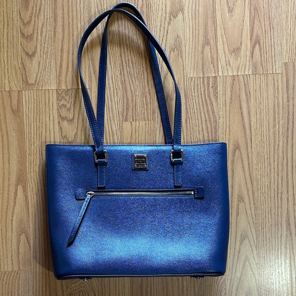 Dooney & Bourke Metallic Blue Shoulder Tote